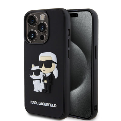 Husa Karl Lagerfeld 3D Rubber Karl si Choupette pentru iPhone 13 Pro Negru