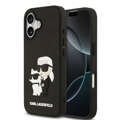 Husa Karl Lagerfeld 3D Rubber Karl si Choupette pentru iPhone 17 Negru