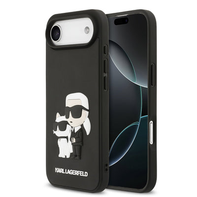 Husa Karl Lagerfeld 3D Rubber Karl si Choupette pentru iPhone Air Negru