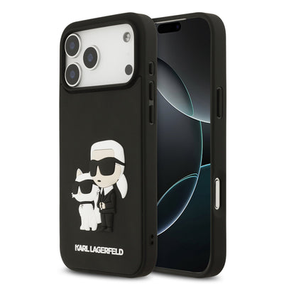 Husa Karl Lagerfeld 3D Rubber Karl si Choupette pentru iPhone 17 Pro Max Negru