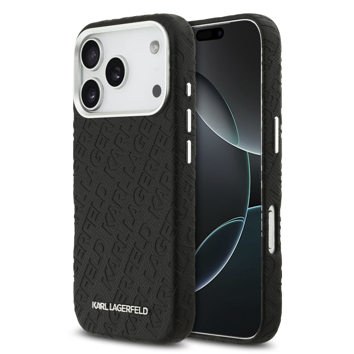 Husa Karl Lagerfeld Grained PU Repeated Logo Magsafe pentru iPhone 17 Pro Negru