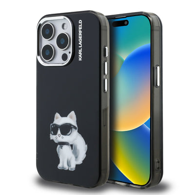 Husa Karl Lagerfeld IML Aquarelle Choupette pentru iPhone 15 Pro Max Negru