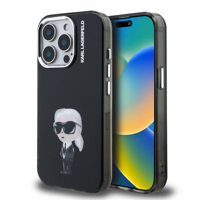 Husa Karl Lagerfeld IML Aquarelle Karl pentru iPhone 15 Pro Negru