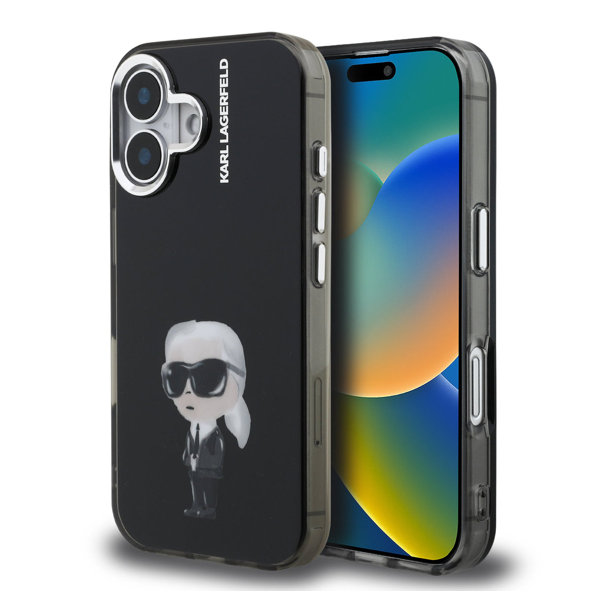 Husa Karl Lagerfeld IML Aquarelle Karl pentru iPhone 16 Negru