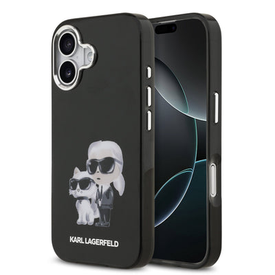 Husa Karl Lagerfeld IML Aquarelle Karl si Choupette pentru iPhone 17 Negru