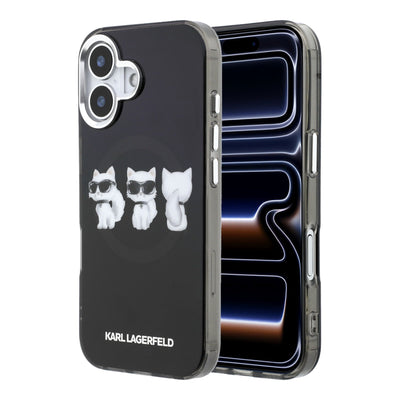 Husa Karl Lagerfeld IML Choupette Trio Watercolor Magsafe pentru iPhone iPhone 17 Negru