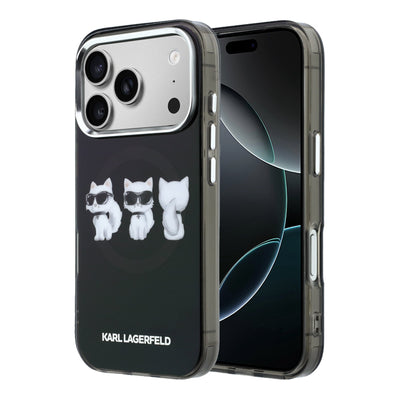 Husa Karl Lagerfeld IML Choupette Trio Watercolor Magsafe pentru iPhone iPhone 17 Pro Max Negru
