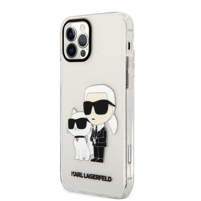 Husa Karl Lagerfeld IML Glitter Karl si Choupette NFT pentru iPhone 12/12 Pro Transparent