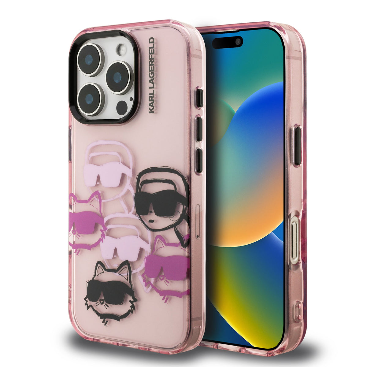 Husa Karl Lagerfeld IML Multi K&CH Heads pentru iPhone 16 Pro Roz
