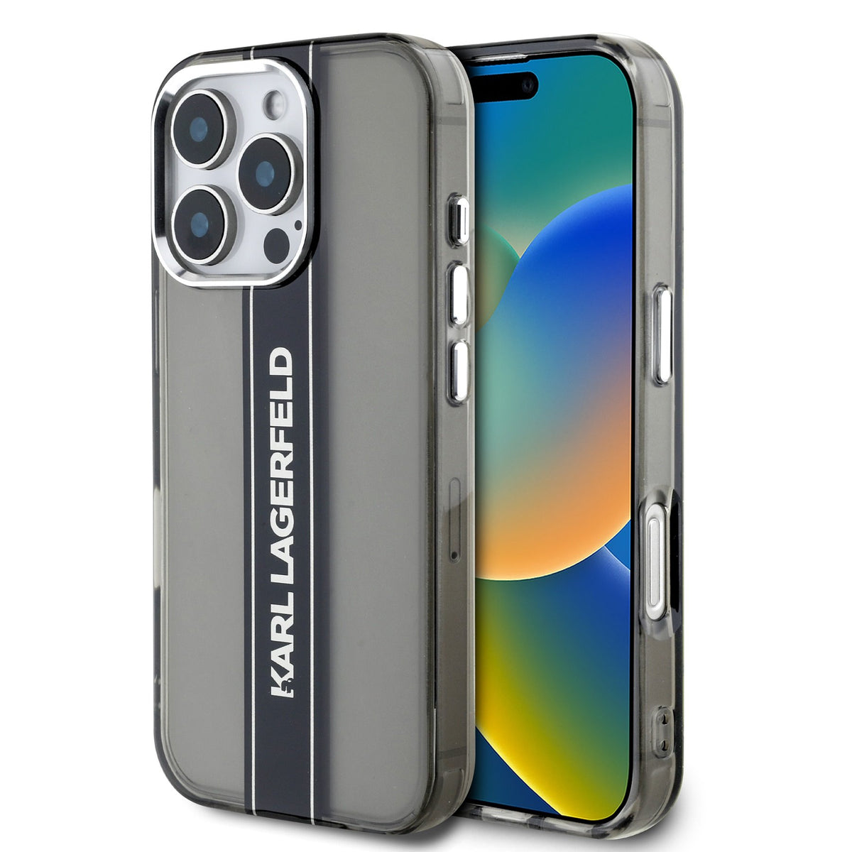 Husa Karl Lagerfeld IML Stripe Logo pentru iPhone 16 Pro Negru