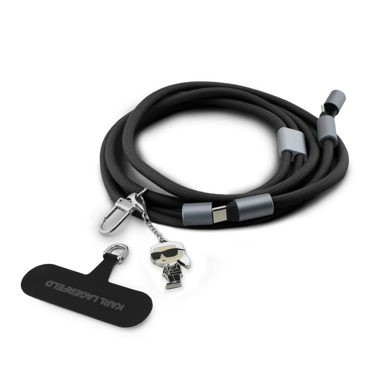 Cablu Karl Lagerfeld Ikonik Charm Curea cu Integrated Charging Usb-c/Usb-c Negru