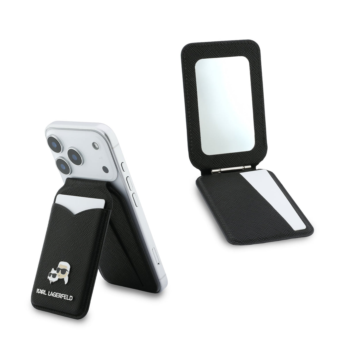 Suport auto Karl Lagerfeld Mirror Magsafe Cardslot Stand Negru