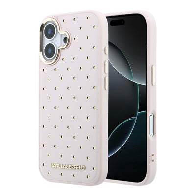 Husa Karl Lagerfeld PU Perforated Auriu Dots Magsafe pentru iPhone 17 Roz
