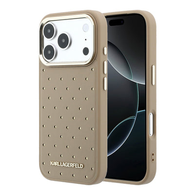 Husa Karl Lagerfeld PU Perforated Auriu Dots Magsafe pentru iPhone 17 Pro Bej