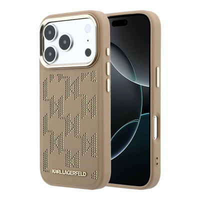 Husa Karl Lagerfeld PU Perforated Monogram Magsafe pentru iPhone 17 Pro Max Bej