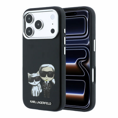 Husa Karl Lagerfeld PU Semi Wrap Smooth Sketch Bodies Magsafe pentru iPhone 18 Pro Max Negru