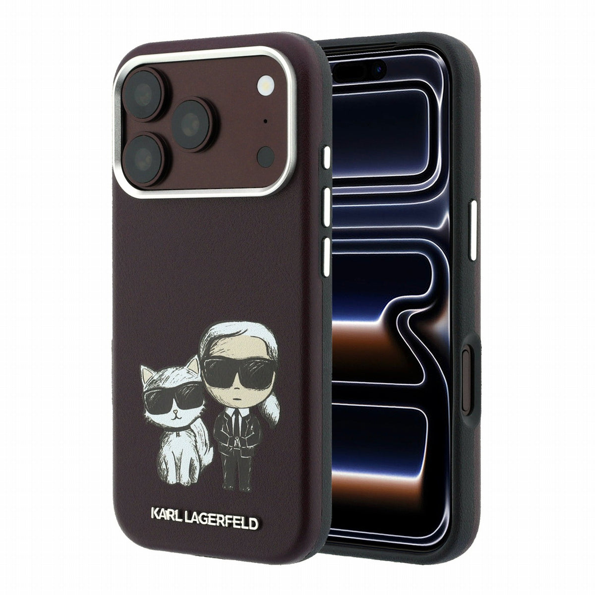 Husa Karl Lagerfeld PU Semi Wrap Smooth Sketch Bodies Magsafe pentru iPhone 18 Pro Max Burgundy