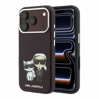 Husa Karl Lagerfeld PU Semi Wrap Smooth Sketch Bodies Magsafe pentru iPhone 18 Pro Max Burgundy