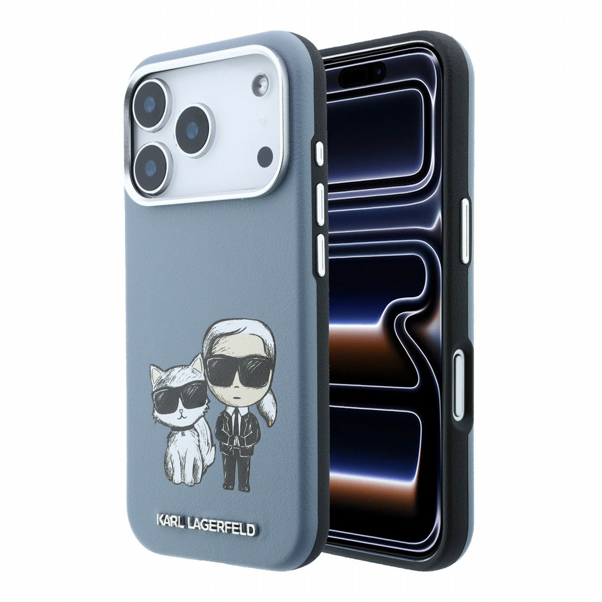 Husa Karl Lagerfeld PU Semi Wrap Smooth Sketch Bodies Magsafe pentru iPhone 18 Pro Max Albastru