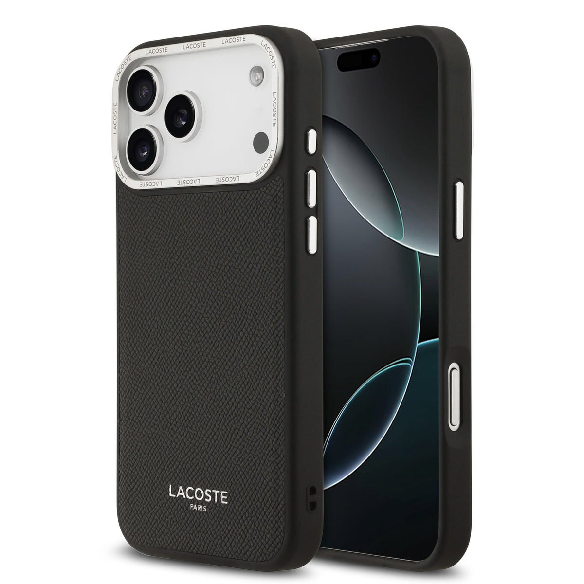 Husa Lacoste piele sintetica Champs Elysees Magsafe pentru iPhone 17 Pro Max Negru