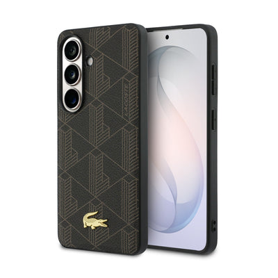 Husa Lacoste PVC Blend Monogram Auriu Logo Magnetic pentru Samsung Galaxy S26+ Maro