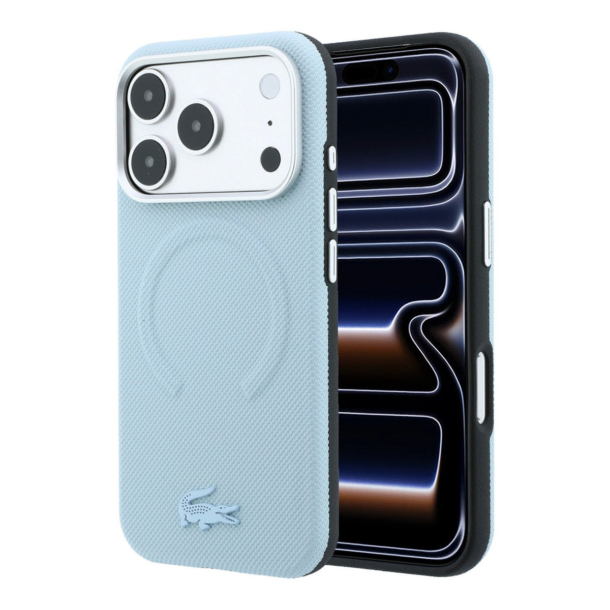 Husa Lacoste PVC Petit Pique Semi Wrap Embossed Magsafe pentru iPhone 18 Pro Albastru