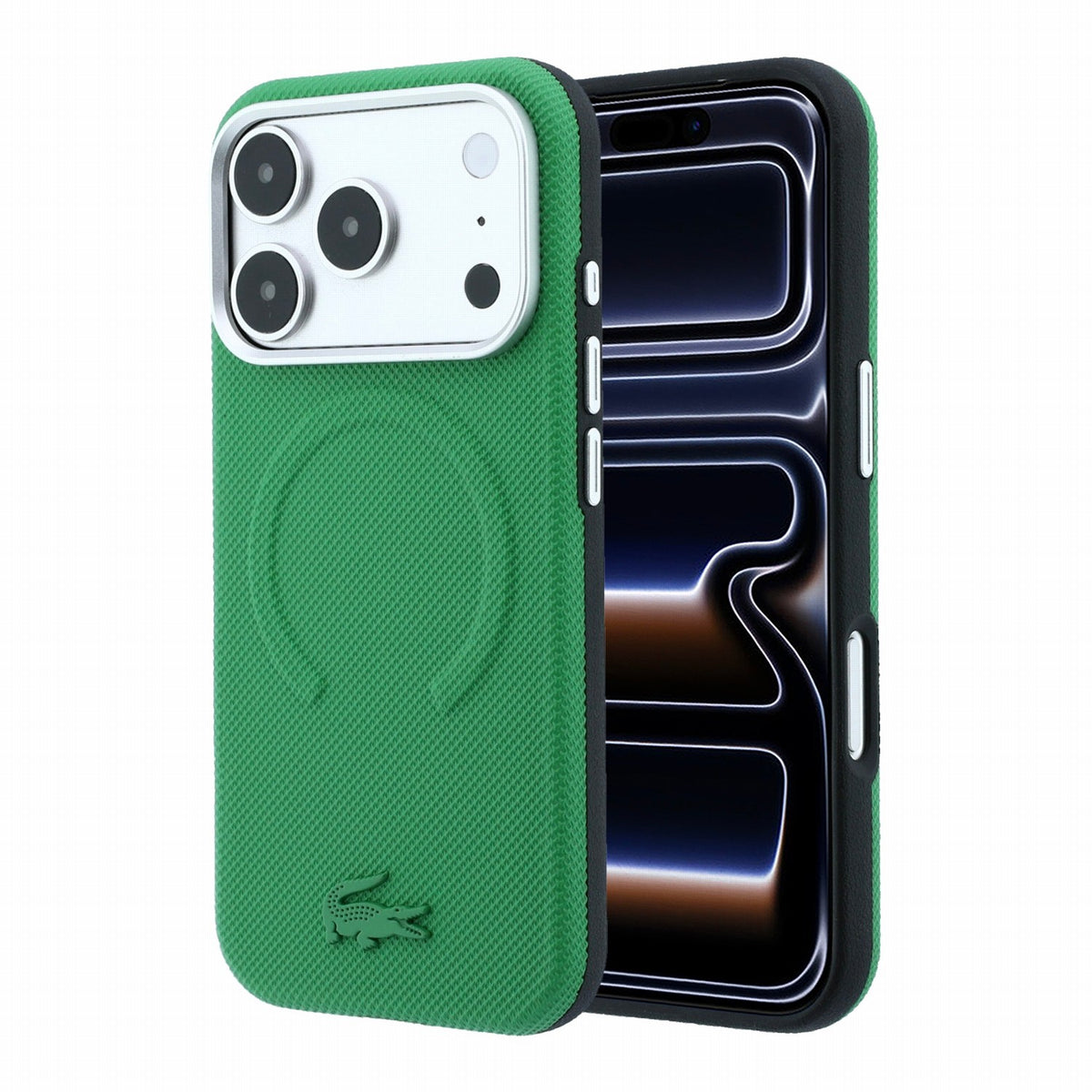 Husa Lacoste PVC Petit Pique Semi Wrap Embossed Magsafe pentru iPhone 18 Pro Max Estragon