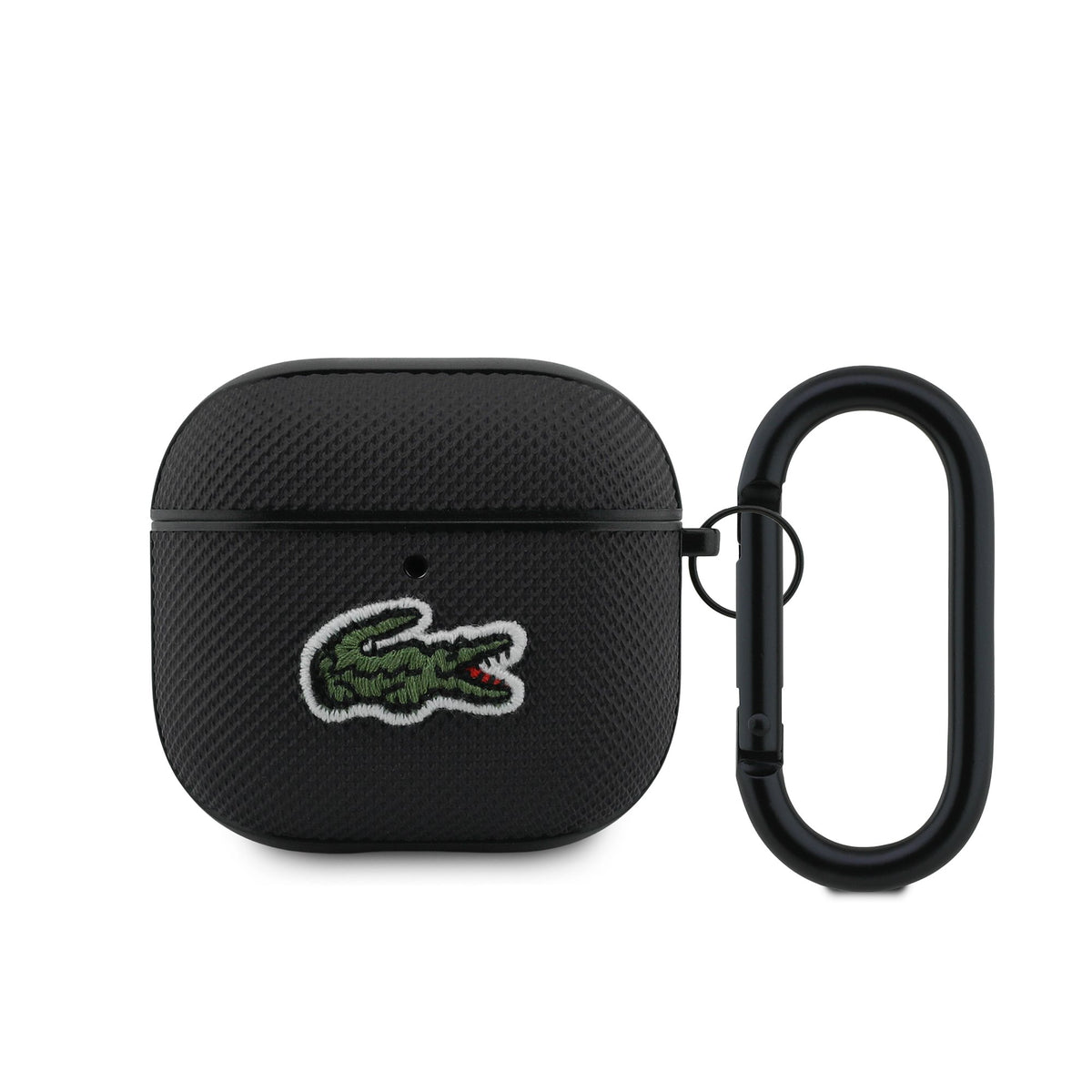 Husa Lacoste Petit Pique Croc Logo Patch pentru AirPods 4 Negru