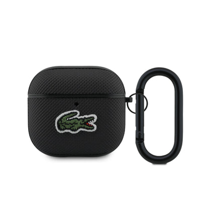 Husa Lacoste Petit Pique Croc Logo Patch pentru AirPods 4 Negru