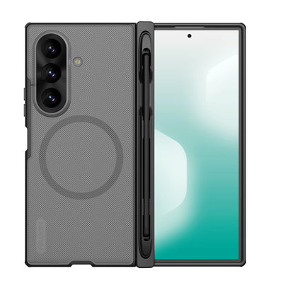Husa Nillkin Super Frosted Fold Magnetic Pen Slot pentru Samsung Galaxy Z Fold 8 Ultra Transparent Negru