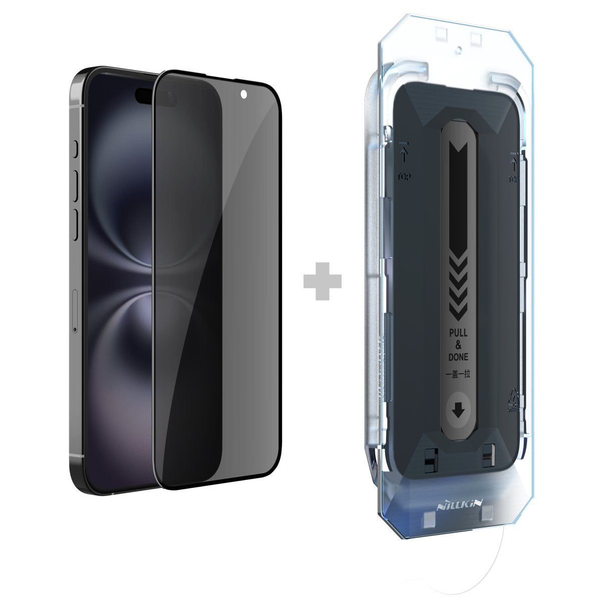 Folie Nillkin sticla 0.25mm Guardian 2.5D pentru Apple iPhone 16 Negru (cu Applicator)
