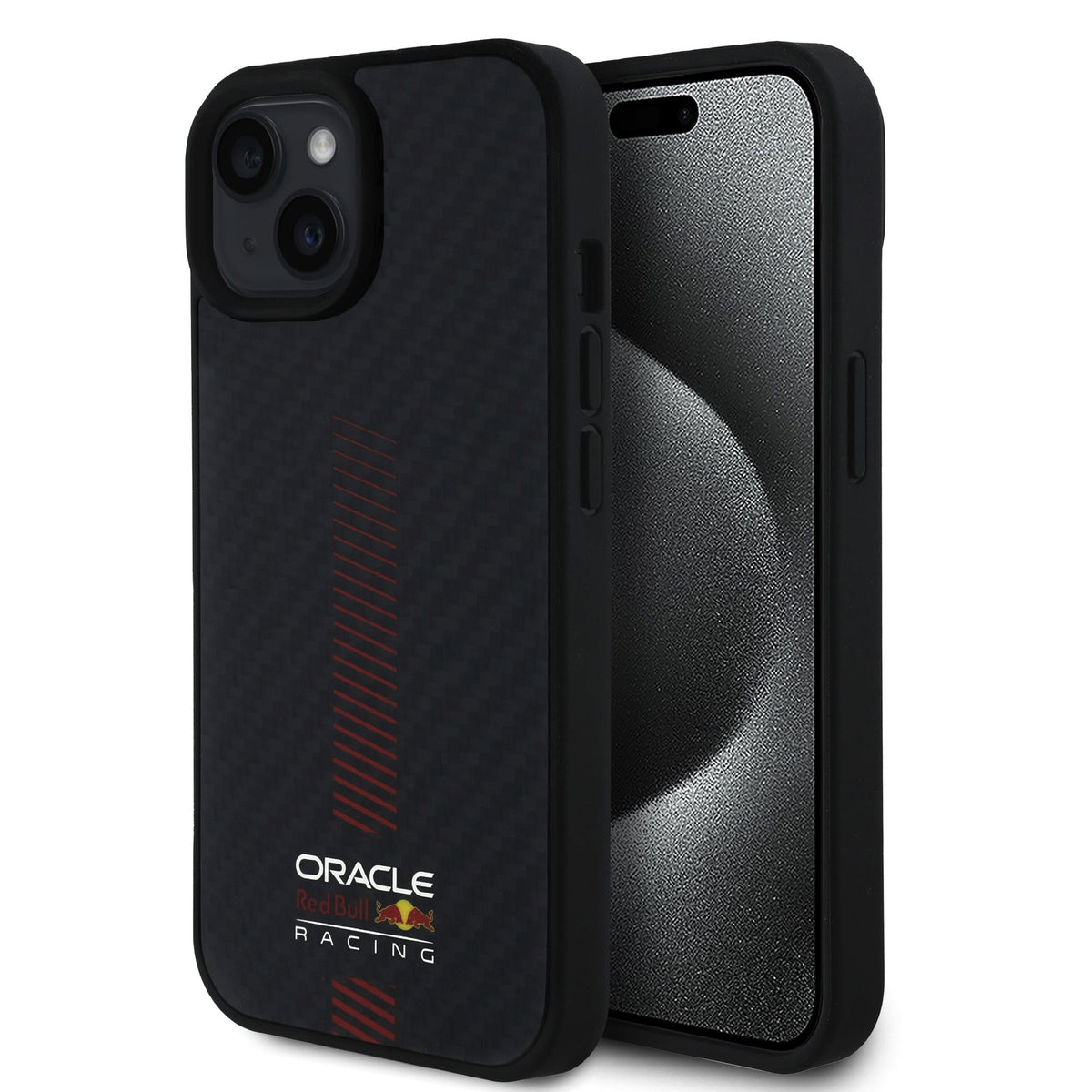 Husa Rosu Bull Carbon Powerbar Magsafe pentru iPhone 15 Negru