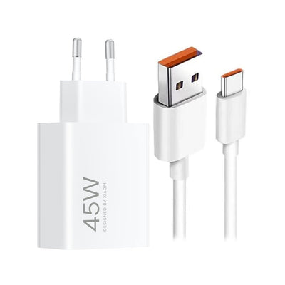 Cablu Xiaomi Usb-a 45W Travel Incarcator + Data Usb-c 6A Alb