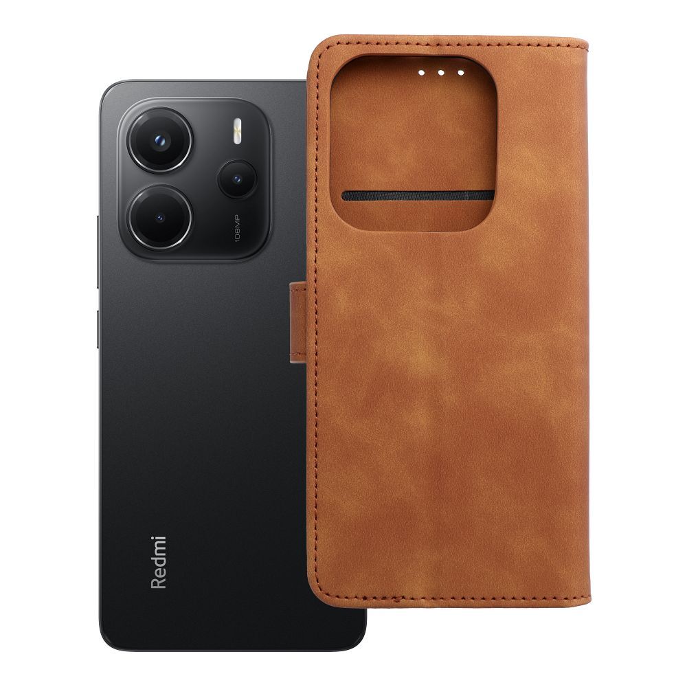 Husa Tender Book Flip pentru Xiaomi Redmi Note 14 5G Maro