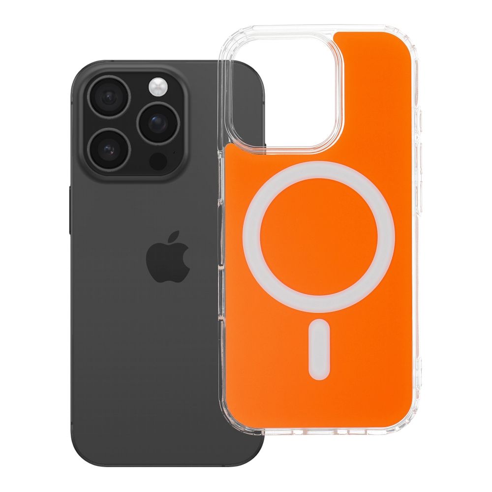 Husa Transparent Fusion Mag pentru iPhone 16 PRO Compatible cu Magsafe Hermes Portocaliu