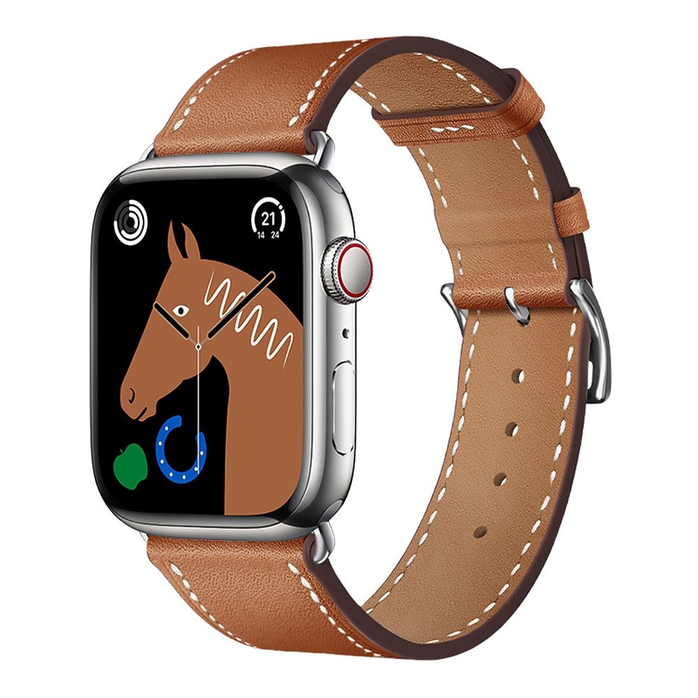 Curea Forcell To Apple Watch F-design Fa20 Holes Eco-friendly piele 42 / 44 / 45 / 49 Mm Maro