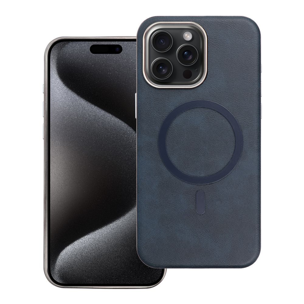 Husa Gentleman Mag pentru iPhone 15 PRO MAX Compatible cu Magsafe Bleumarin