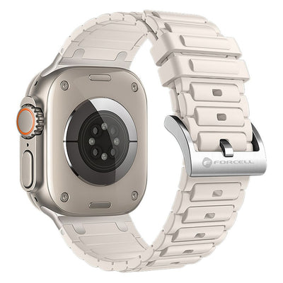 Curea Forcell To Apple Watch F-design Fa06 Silicone Holes 42 / 44 / 45 / 49 Mm Alb
