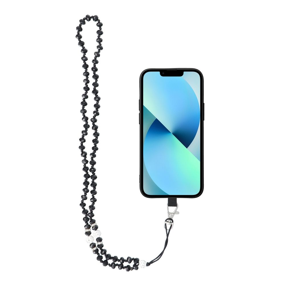 Husa Crystal Diamond Phone Lanyard, Phone Pendant / Cord Length 74cm (37cm In The Loop) / On Neck - Negru