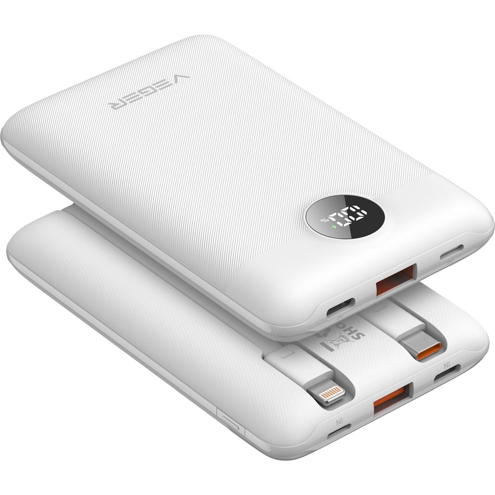 Cablu Veger Acumulator extern C11 (W1170) PD Qc3.0 2A 22,5W 10000 Mah Z cu Built-in USB C / Lightning Alb