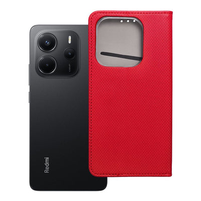 Husa Smart Book pentru Xiaomi Redmi Note 14 4G (Global - 163,25mm X 76,55mm X 8,16mm) Rosu