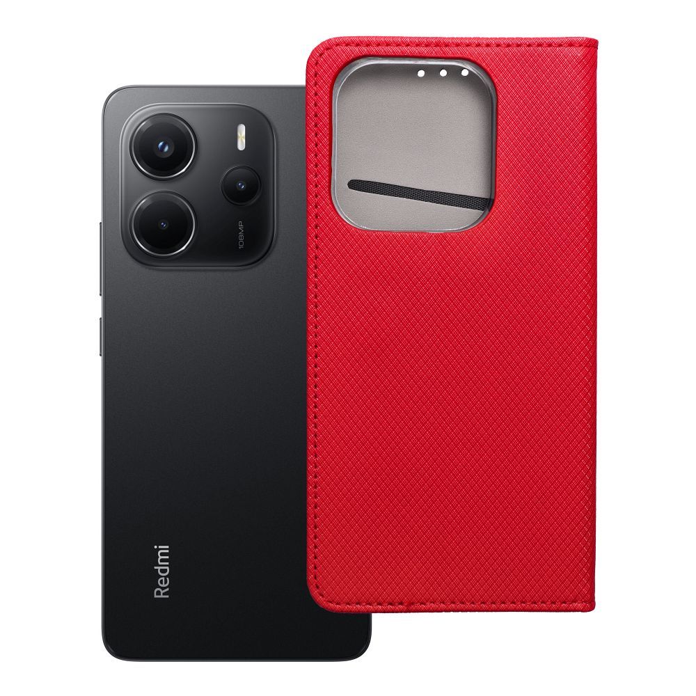Husa Smart Book pentru Xiaomi Redmi Note 14 4G (Global - 163,25mm X 76,55mm X 8,16mm) Rosu