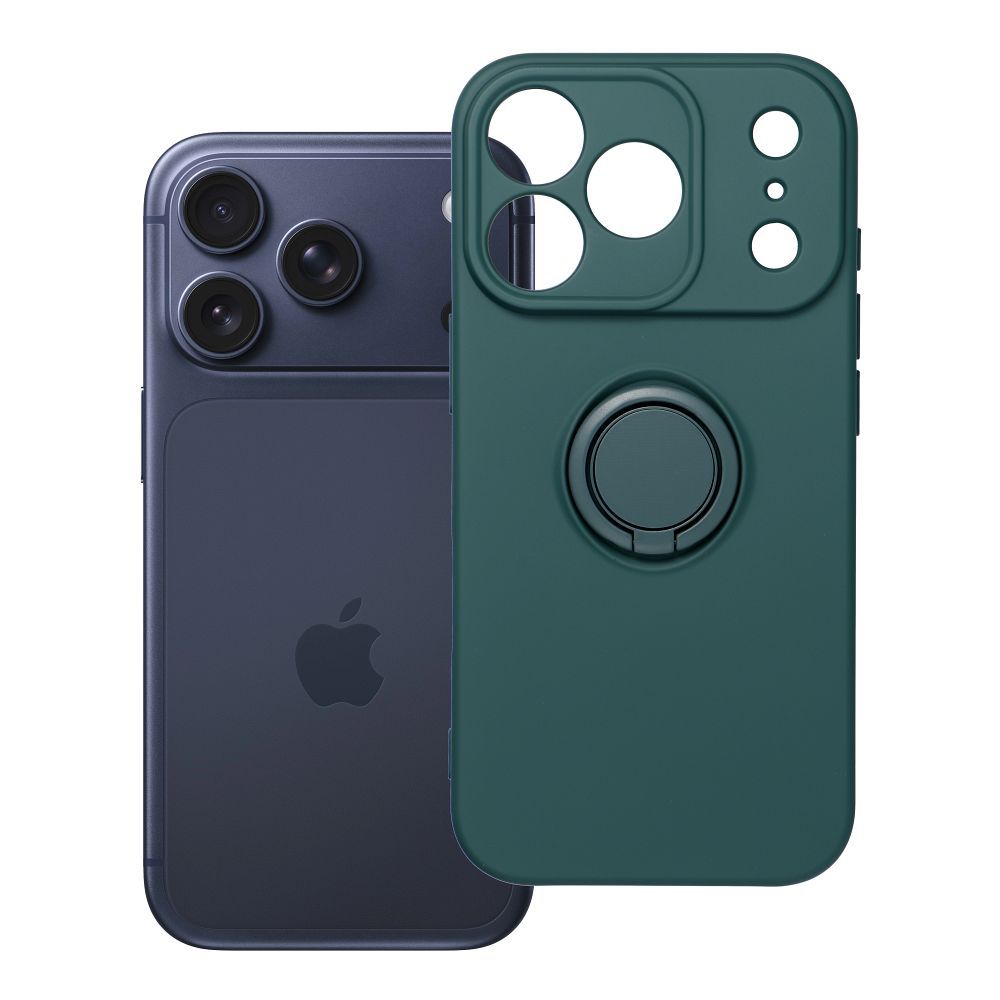 Husa Silicone Ring pentru iPhone 17 Pro / 18 Pro (Low Camera Edge) Verde