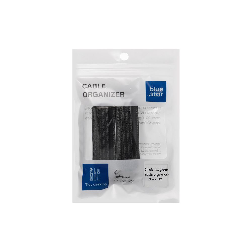 Cablu Albastru Star Magnetic Self-adhesive Organizer pentru 3 - Negru (2 Pcs.)