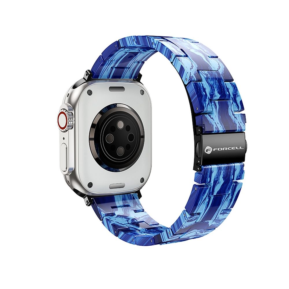 Curea Forcell To Apple Watch F-design Fa04 Marbled Resin Clasp 38 / 40 / 41 Mm Albastru