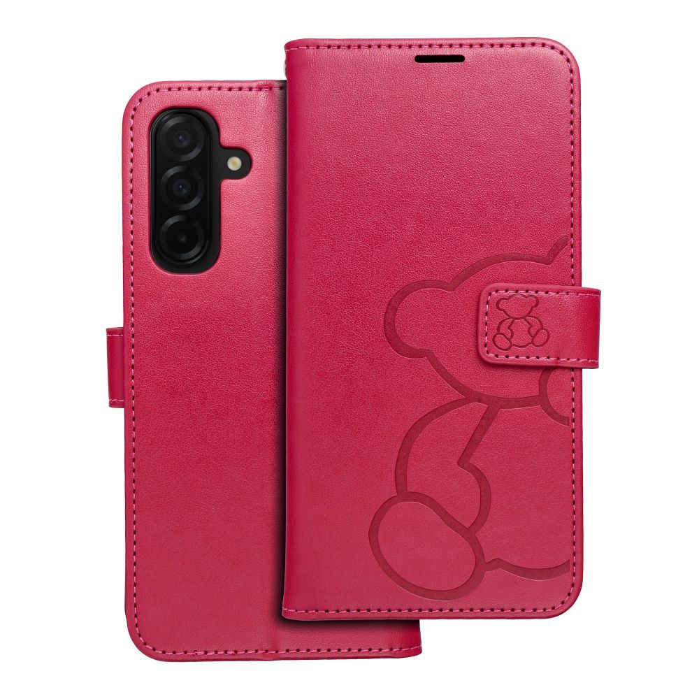 Husa Mezzo Book Flip pentru Samsung A26 5G Teddy Bear Magenta