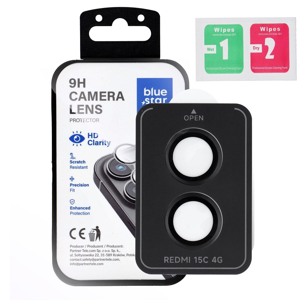 Folie Albastru Star sticla camera pentru Xiaomi Redmi 15C Easy Install Negru