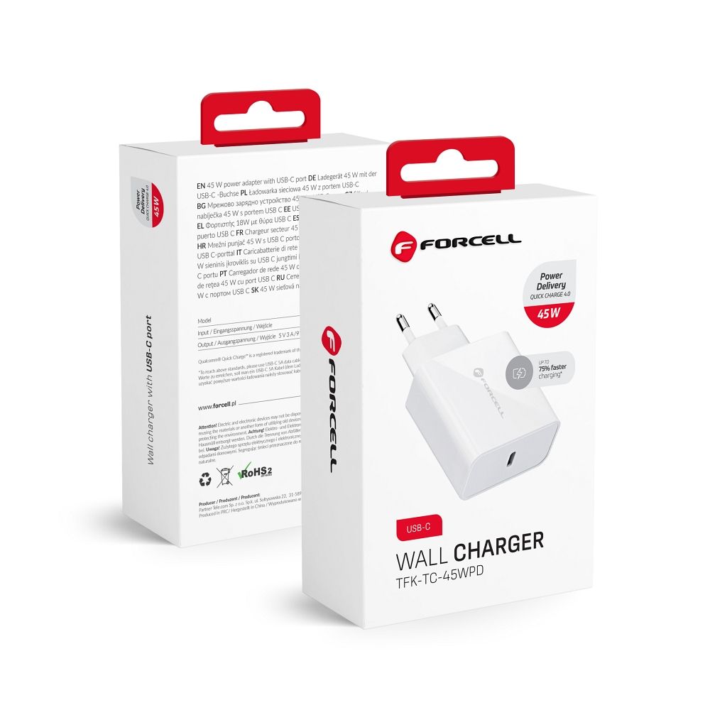 Incarcator Forcell Phone F-energy USB C Qc4.0 PD 3A 45W Alb