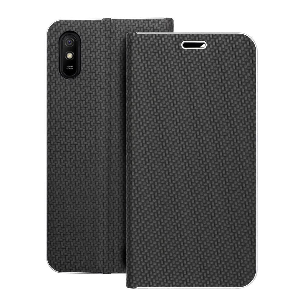 Husa Luna Book Carbon Flip pentru Xiaomi Redmi 9AT / Redmi 9A Negru