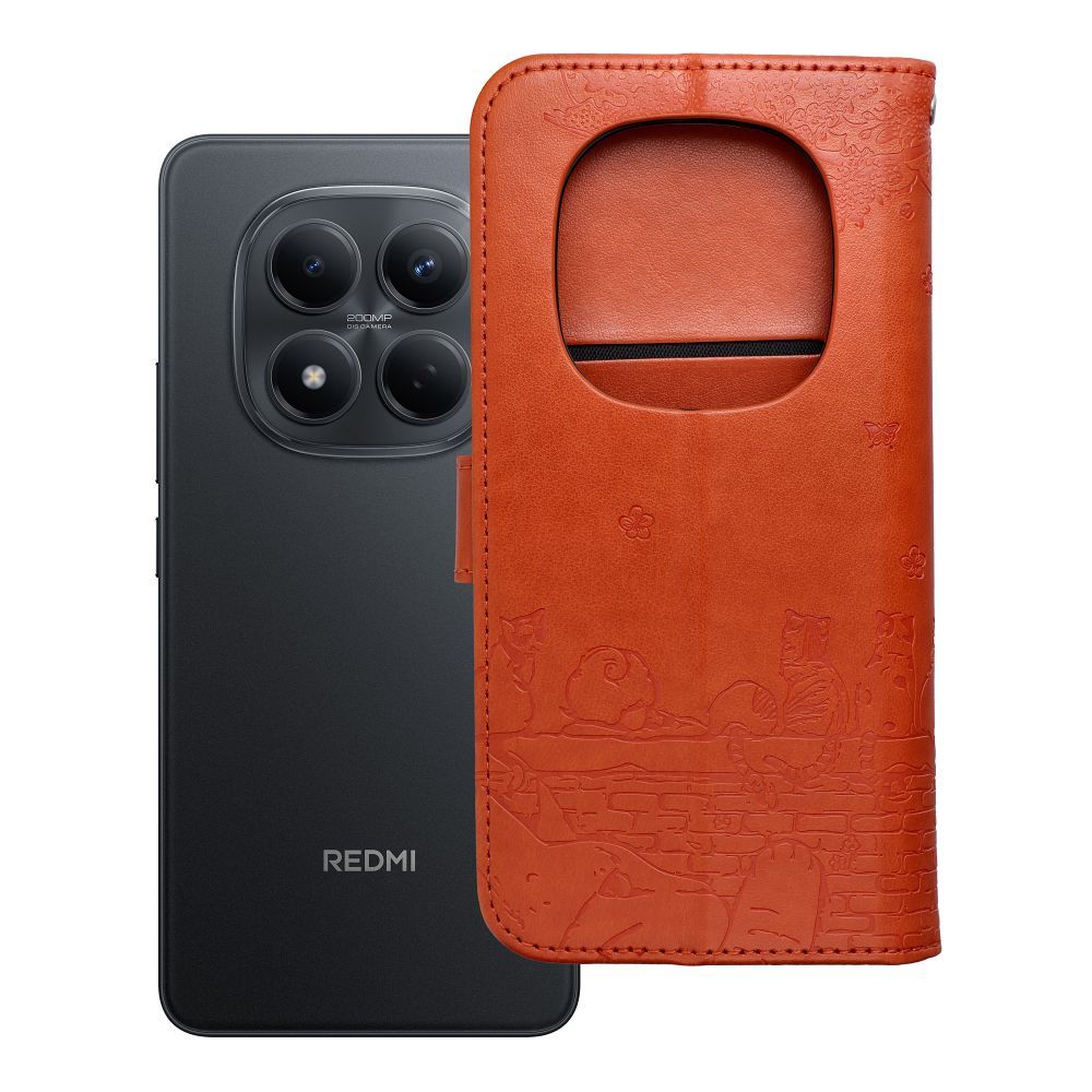 Husa Mezzo Book Flip pentru Redmi Note 15 PRO Plus 5G Cats Maro